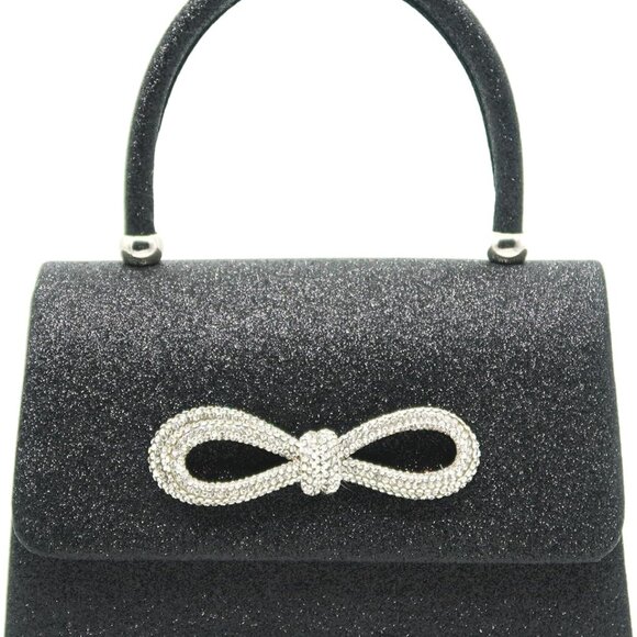Accessories - Women Evening Clutch Purse Glitter Rhinestone Bow Compact Party Bag